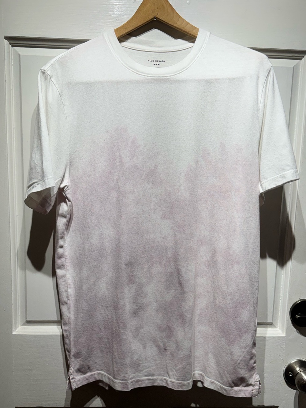 Club Monaco Men's White to Pale Pink Ombre Crewneck T-Shirt 100% Cotton